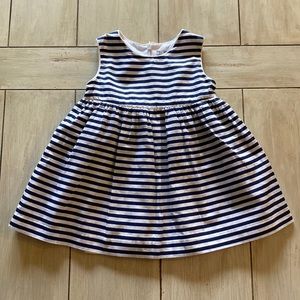 Mayoral Navy Blue White Striped Classic Sleeveless Dress 12 Months